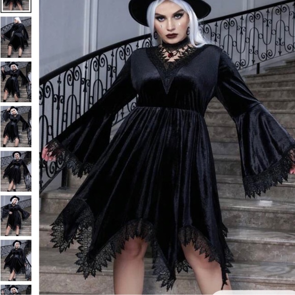SHEIN Dresses & Skirts - Shein Witches Lightweight Black Velvet Dress 2X